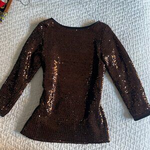 Vintage Yves Saint Laurent Rive Gauche Brown Sequin Top (Made in France) Rare au